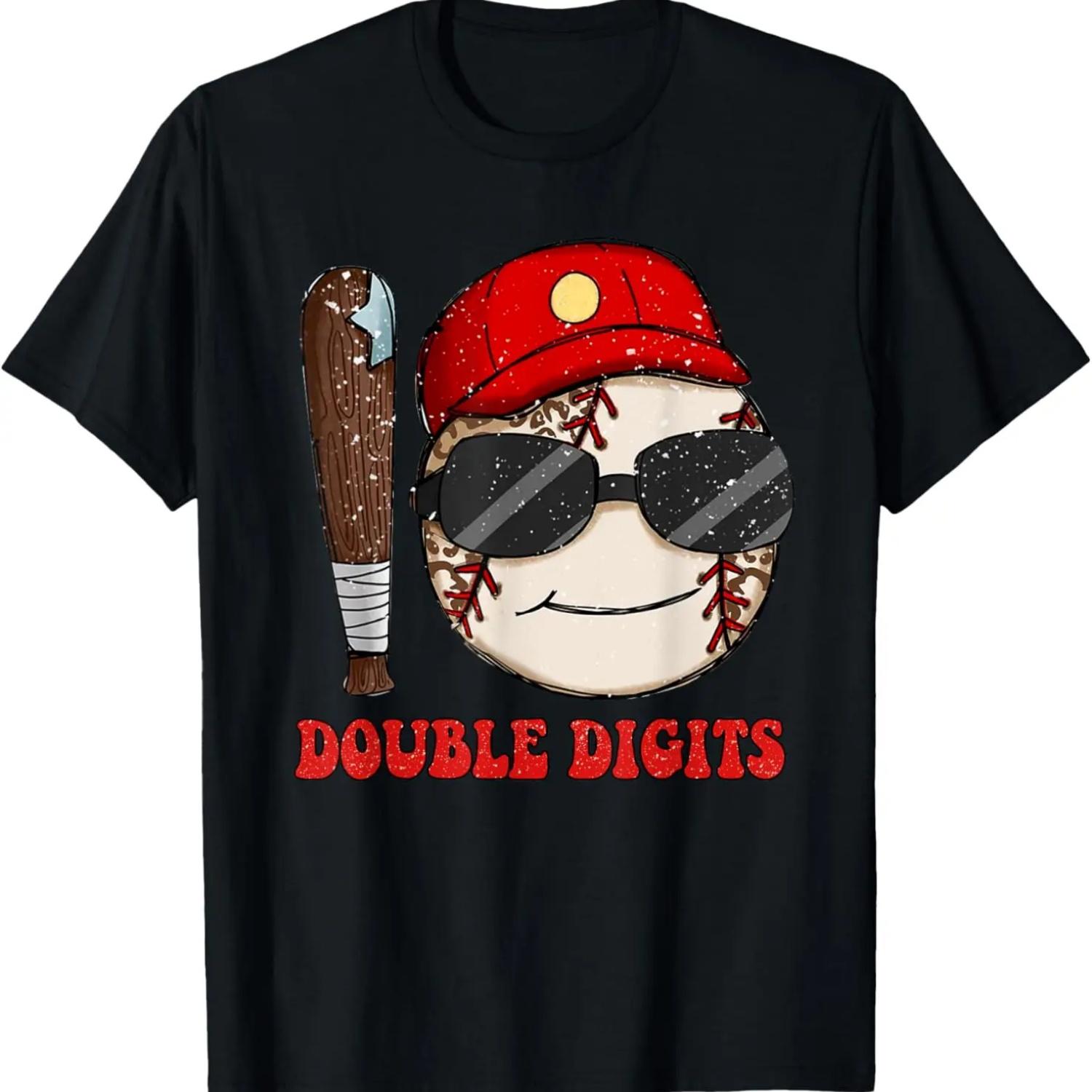 

Ten Year Old Birthday Double Digits 10th Birthday Baseball T-Shirt S чёрный