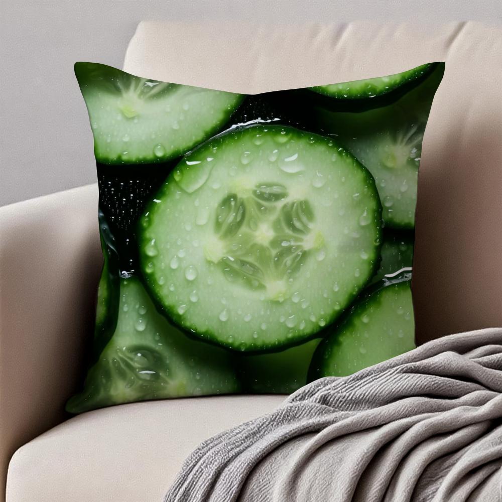Healthy Fresh Food Anime Style Art Cushion Cover Pillowcase Antidustmite Invisible Zipper Short Plush Sofa Cushion