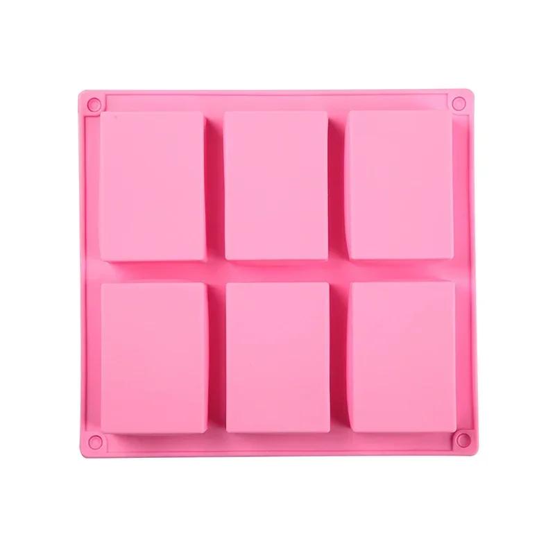 6 Cavity Soap Mold Square Silicone Mold for Making Soaps Rectangle DIY Handmade Soap Form Tray Cake Mould