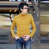 New Men's Solid Color T-shirt High Collar Long Sleeve Spring Autumn Winter Bottoming Shirt Knitted Sweater Korean Version Pullover