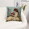 Enchanting 2D Printed Pillow Cover: Girl Reading Book Amidst Floral Wonderland Sofa cushion cover, home decoration, 2D printing