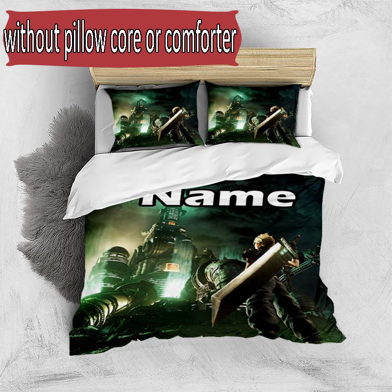3pcs Duvet Cover Set (1*Duvet Cover + 2*Pillowcase, Without Core), Custom Name Final Fantasy Pattern Bedding Set, Home Bedroom Decor Gift