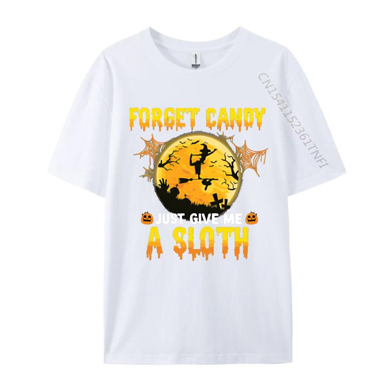 Forget Candy Just Give Me A Sloth Tshirt Men Printed Tshirts Graphic Tee Oversized Tops Shirts S