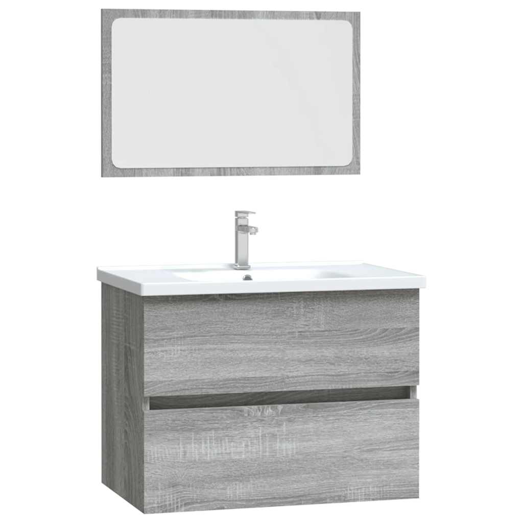 2 Piece Bathroom Furniture Set Grey Sonoma Particleboard