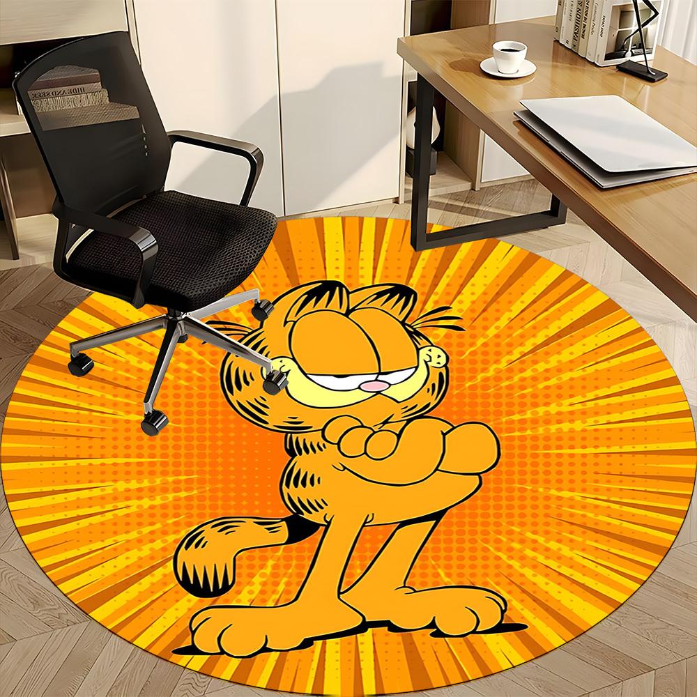1PC Garfield Office Round Rug, Non-slip, Soft and Durable Office Rug for Interior Decoration, Perfect for Office yy250915084