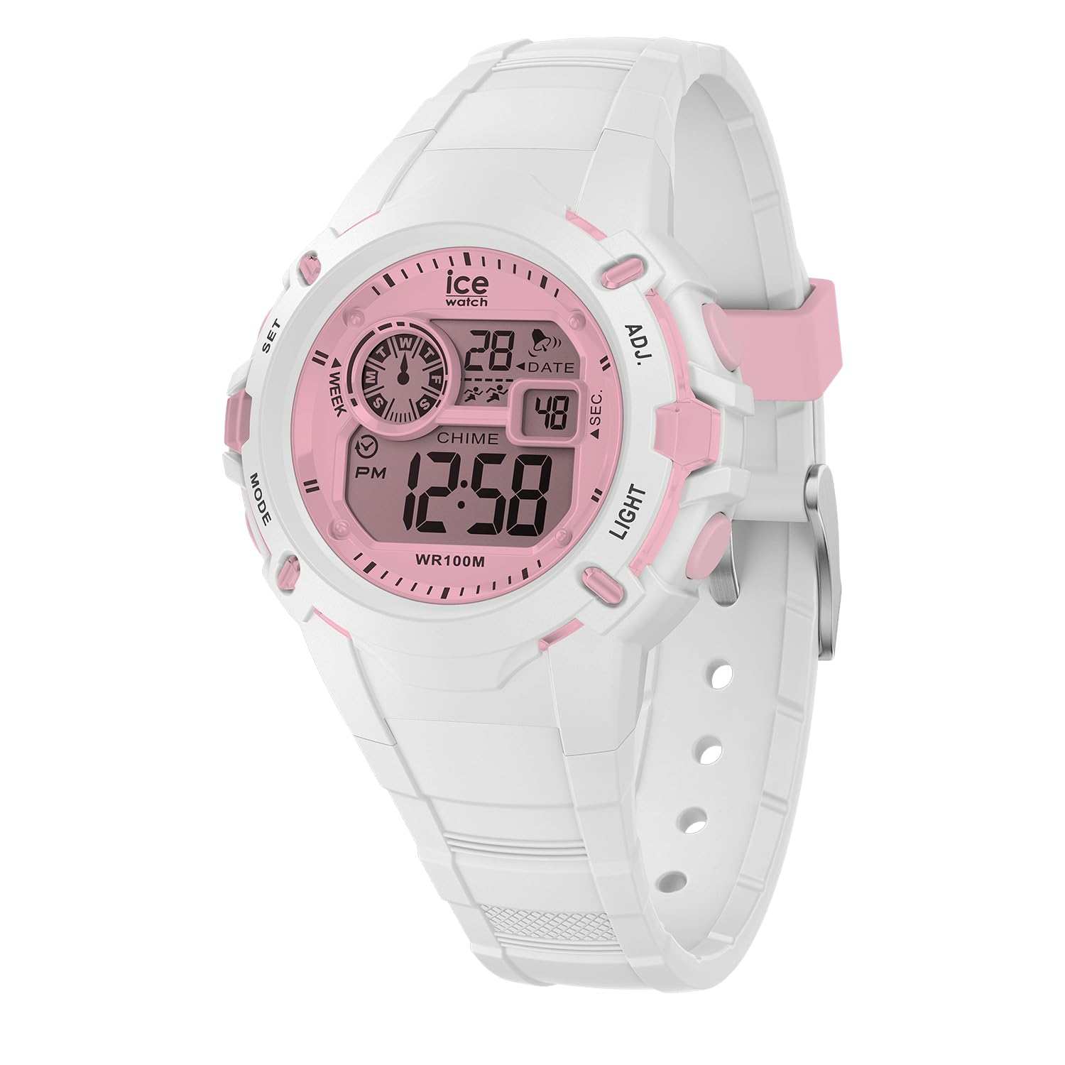 Авторизованный дилер Ice Watch Часы Унисекс 024001 ICE digit explorer Белый Розовый Маленькие Водонепроницаемые Секундомер Будильник Дата День GMT [ICE-WATCH] Мужские