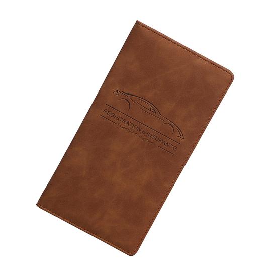 Car Registration Card Holder Multi-Pocket Insurance Card Holder Slim Faux Leather Bifold Wallet Document Organizer