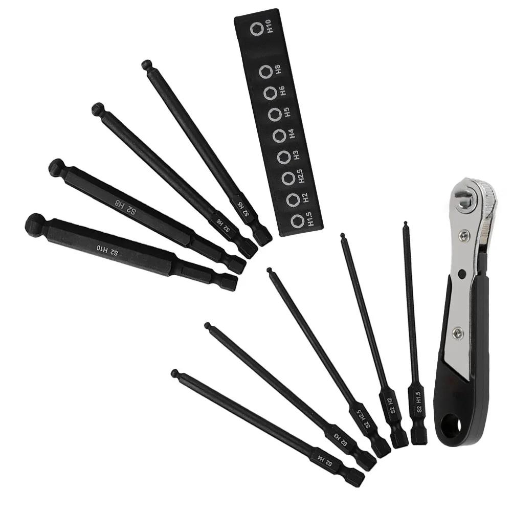 Ball End Hex Bit Ratchet Wrench Set Ball Head Screwdriver Bit 1/4 Inch Hex Shank Magentic Screwdriver Bits Set  Hand Tools