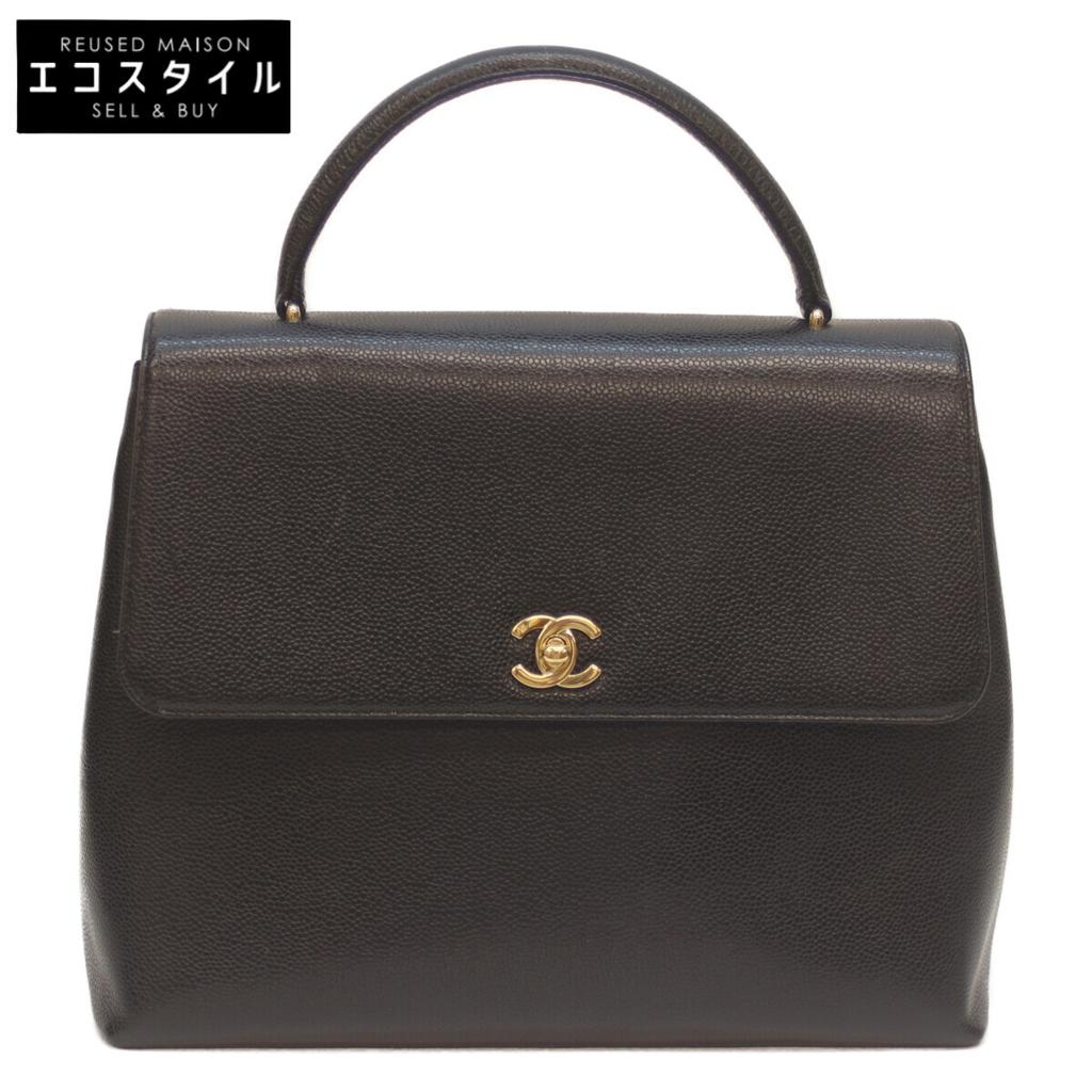 Chanel No. 5 Black Caviar GHardware Top Handle Handbag Handbag blackUsed