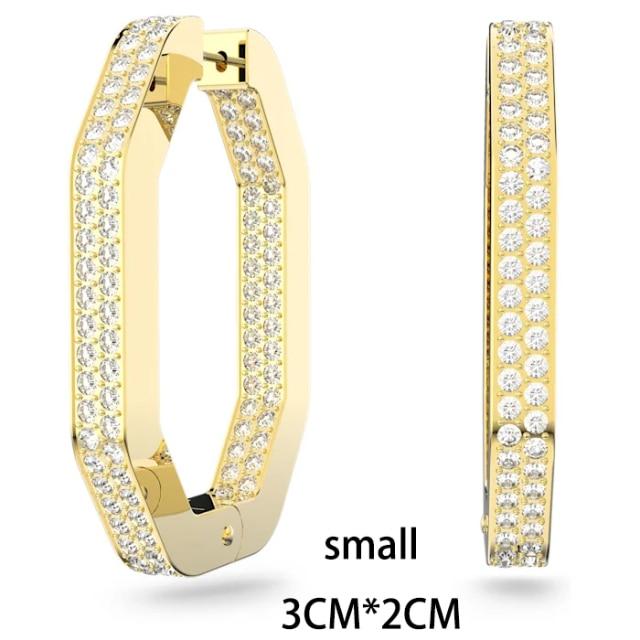 Voguish Fashionable Trend Women 'S Jewelry Colorful Crystal Stone Necklaces Shiny Rings Big EarringsFashion Necklaces