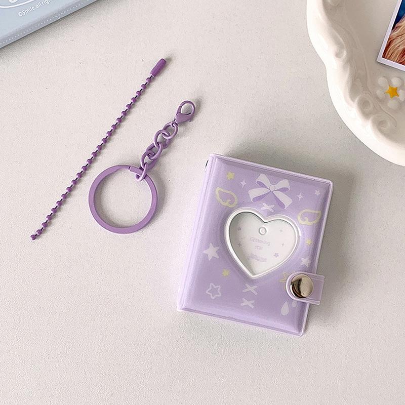Pockets Portable Keychain Jewelry Photos Holder 1/2 Inch Mini Photo Albums For Photos Cards Small Album Book Photocard Holder