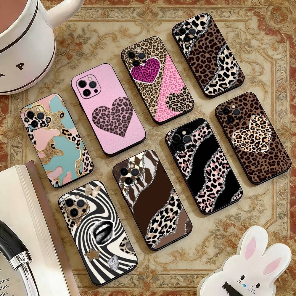 leopard print Phone Case Silicone Soft For IPhone 17 16 15 14 13 12 11 X XR Plus Pro Max Plus
