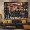 2D Western Biker Bar Banner Cozy Tavern & Live Guitar Party Background