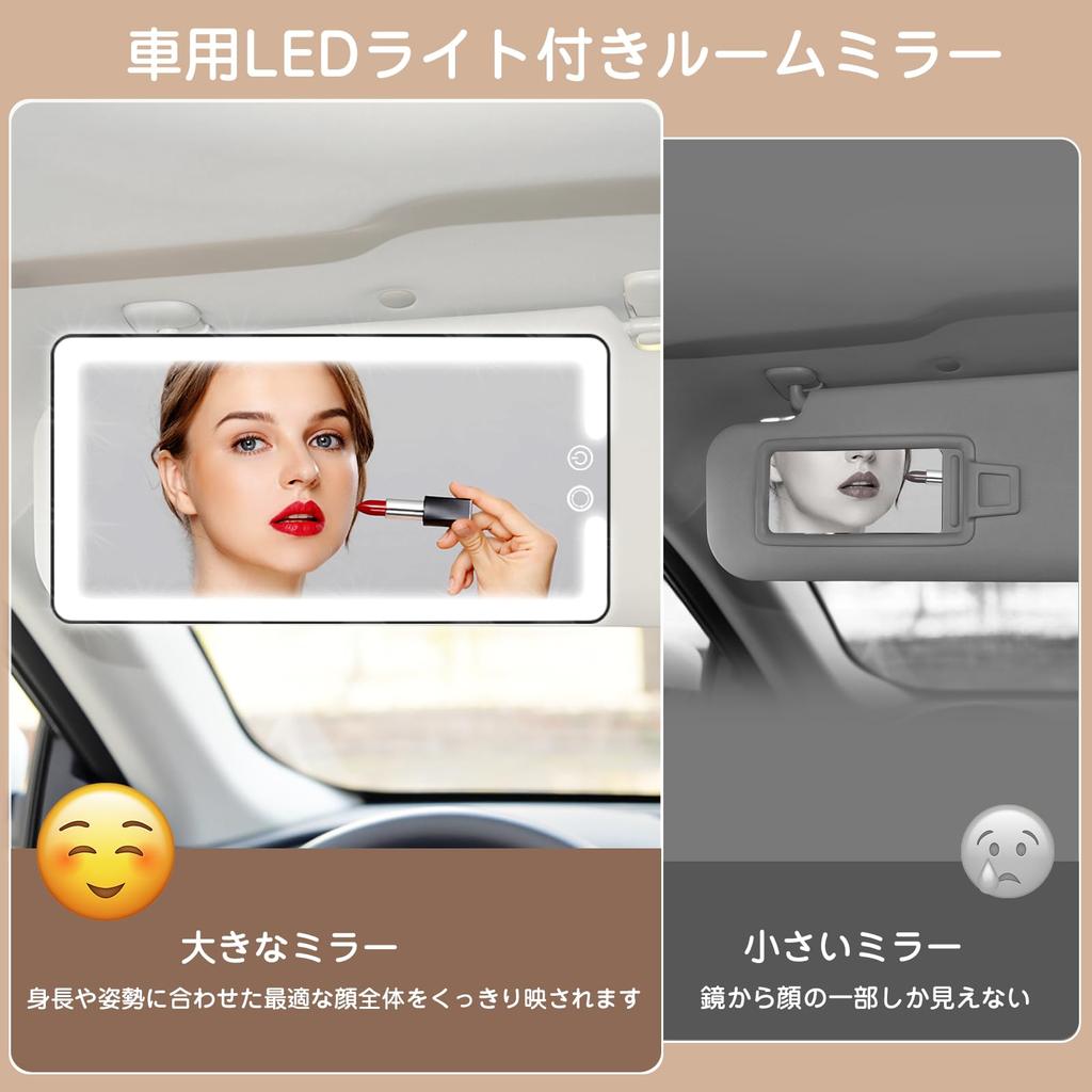 Car Sun Visor Mirror with Stepless Brightness 3 Lighting Rearview Car Vanity Easy Makeup Visor with and Light, Adjustment, Modes, Mirror, Mirror,