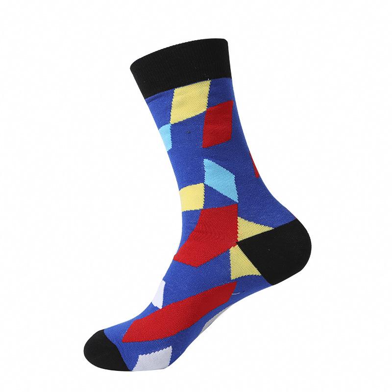 46 Patterns Cotton Fashion Geometry Business Men Happy Socks Unisex Boys Combed Hip Hop Street Skateboard Funny High Sox