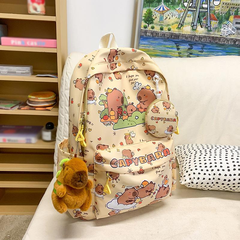 2025 New Printed Student Backpack Large Capacity Lightweight Ridge Protection Backpack Cute Cartoon Casual Joker Schoolbag