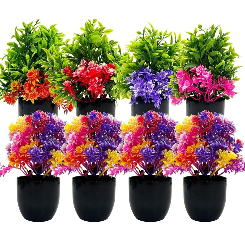 Artificial Potted Plants, Artificial Plastic Eucalyptus Plants Small Indoor Potted Houseplants, Small Faux Plants for Home Decor