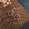 Orecchini in Ottone Vintage Stile Corte con Design Cloisonné Smaltato Corindone Rosso