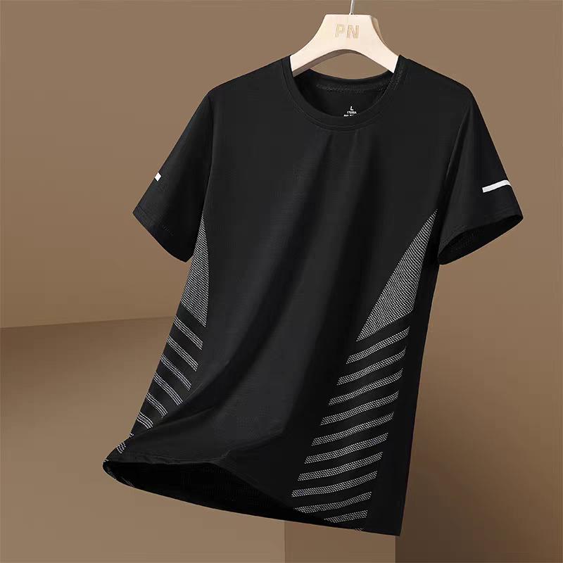 Men's Quick-Dry Ice Silk Mesh T-Shirt - Summer Fitness & Casual Wear