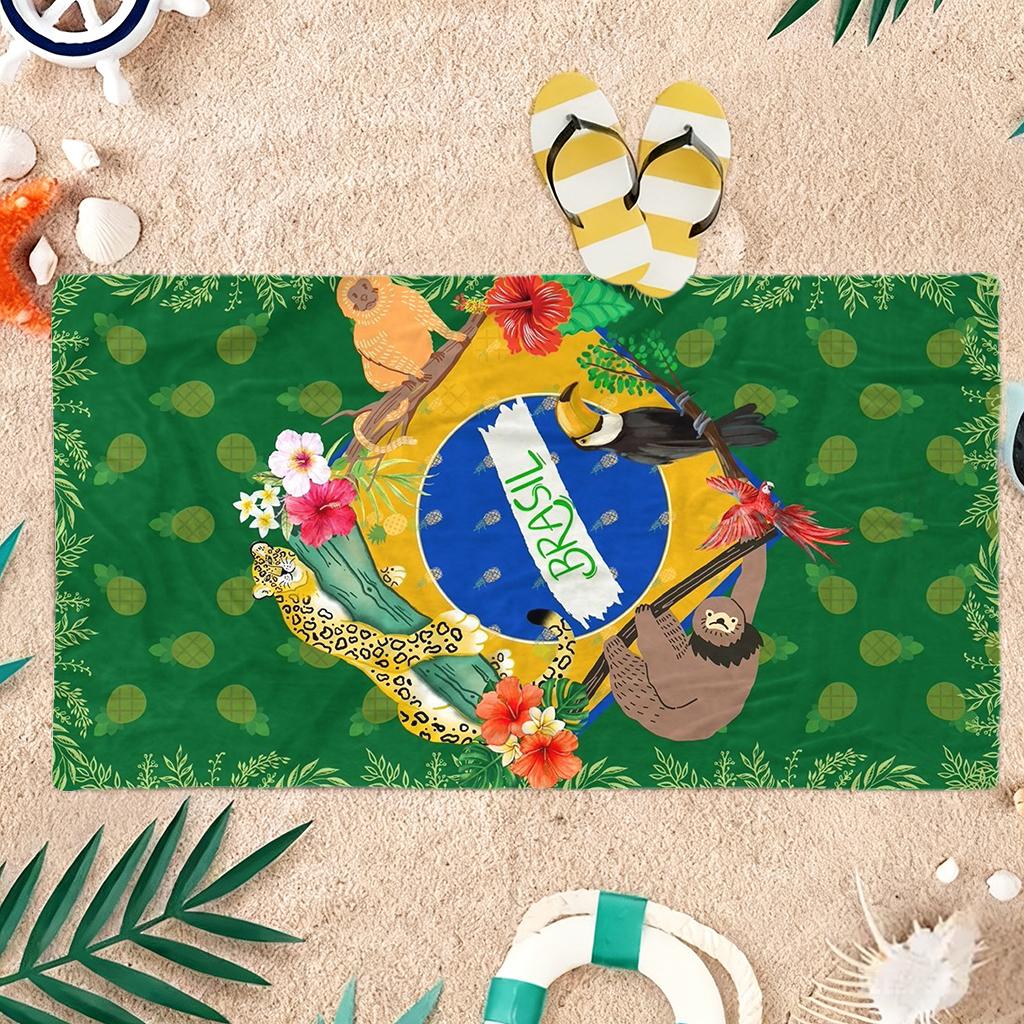 Brasilien Strandtuch Fußball-WM Groß Schnelltrocknendes Handtuch Geeignet für Strand Yoga Pool Fitnessstudio Sporttuch Sommergeschenk für Freund