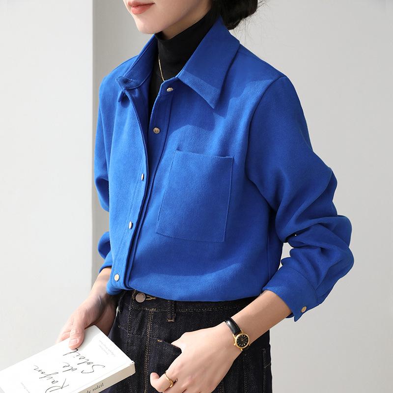 

2026 Women s Brushed Cotton Long Sleeve Shirt - New Year Red, High-End Feel for Spring/Autumn, Perfect for Layering, Commute & Interviews Medium