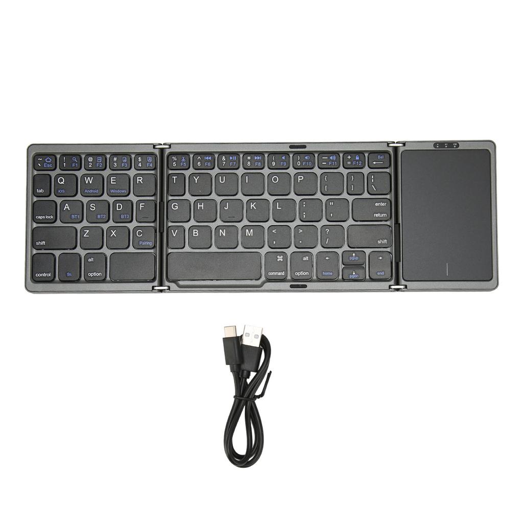 Foldable Keyboard B089T 3 Folded Touchpad Function 64 Keys Portable Type C Charging Magnetic Closure Computer Keyboard