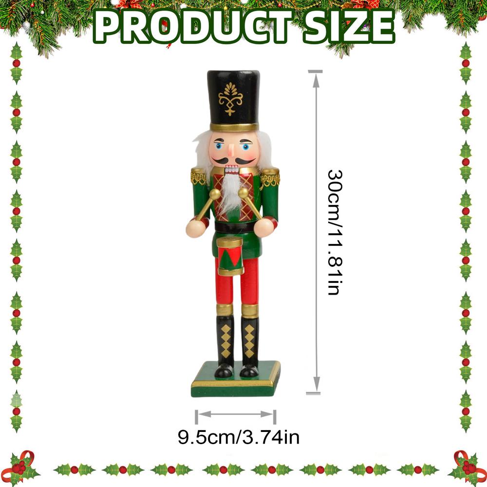 

Christmas Nutcracker Character Wooden Hand-painted Walnut Nutcracker Ornament Suitable For Winter Tables, Tabletops, Fireplaces зелёный