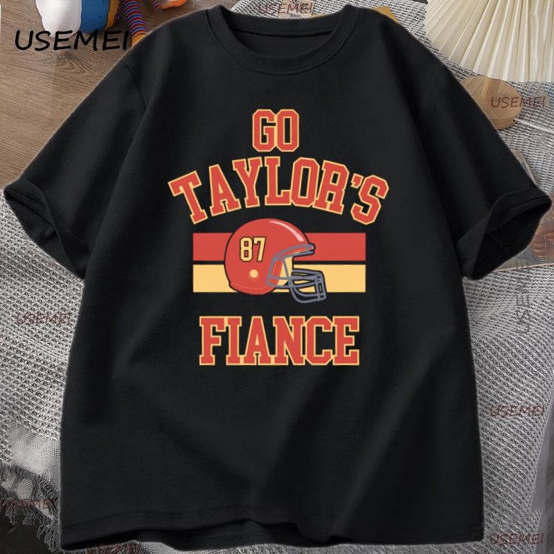 Go Taylors Fiance Tshirt Chiefs Football T Shirt Unisex Causul Cotton Short Sleeve Fashion Tshirt Loose Tops Unisex Clothing Tops