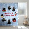 GAE1 Christmas black cat print waterproof shower partition privacy hanging curtain 12 hooks multi size decoration machine wash