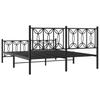 Metal Bed Frame with Headboard and Footboard Black 150 X 200 Cm