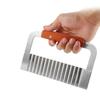 Stainless Steel Wave Knife Spike French Fries Cutter Creative Corrugated Noodle Knife Wooden Handle Potato Cutter