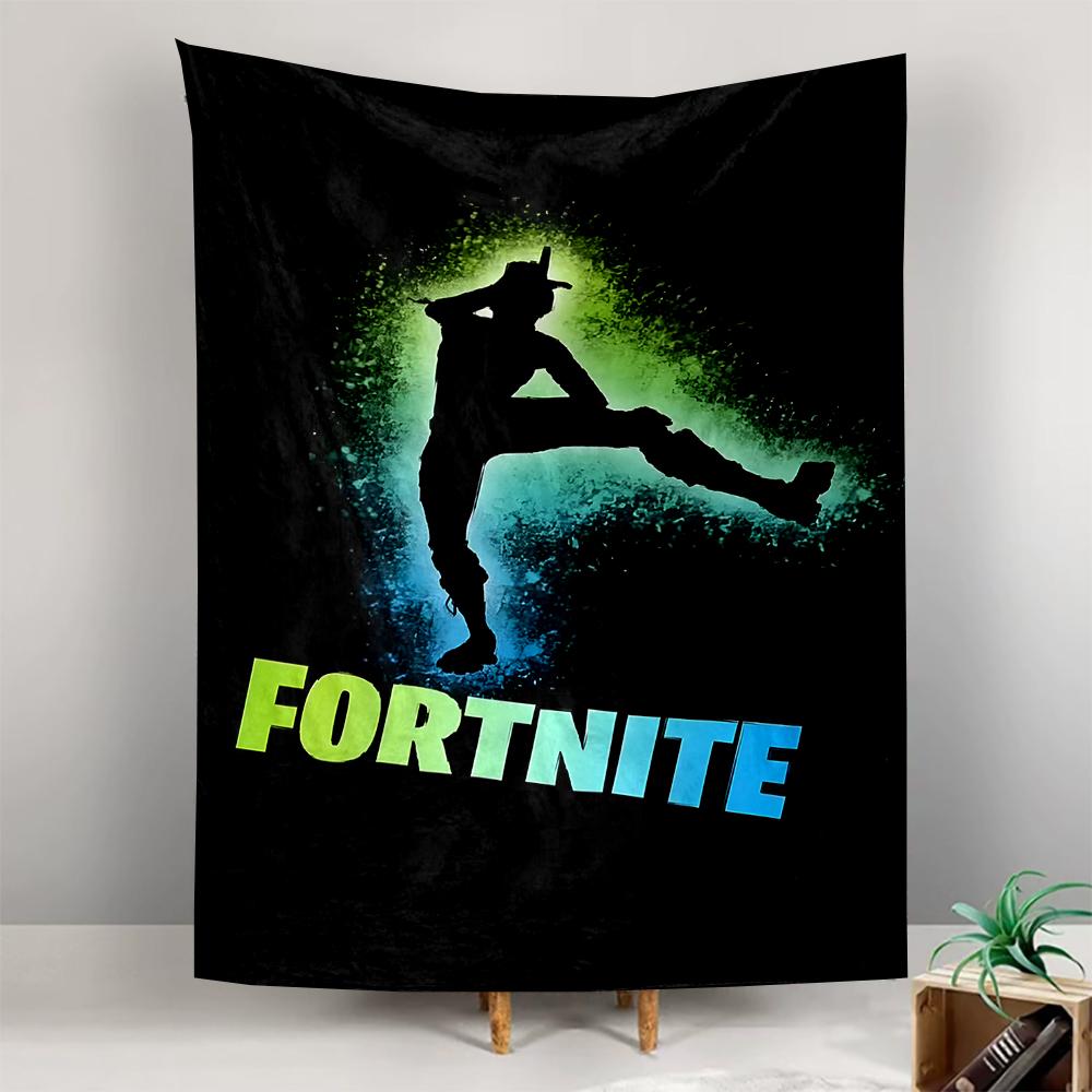 Vertical Tapestry Fortnite Dance Silhouette Green Blue Glow Tapestry Wall Hanging Game Room Kids Bedroom Dorm