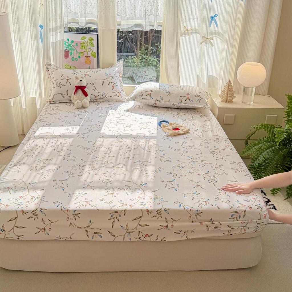 Skin-friendly Aloe Cotton Printed Fitted Sheet Bed and Mattress Protector