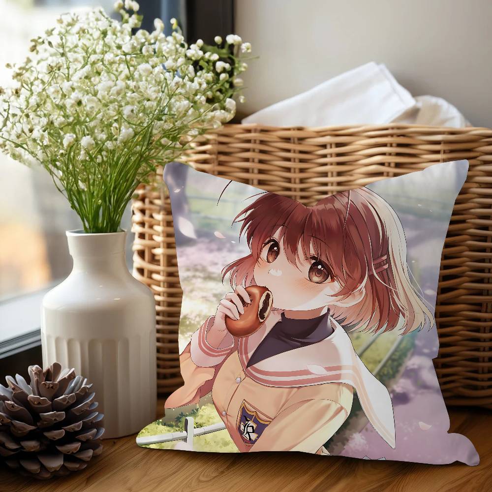 Anime C-CLANNAD Pillow Cover For Bedroom Room And Living Room Sofa Decorative Cushion Cover