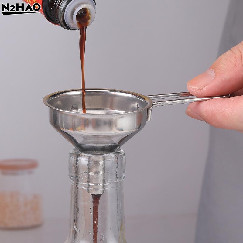 Stainless Steel Funnel With Handle Small Metal Funnel For Filling Bottles Liquor Wine Oil Coffee Beans Kitchen Gadget