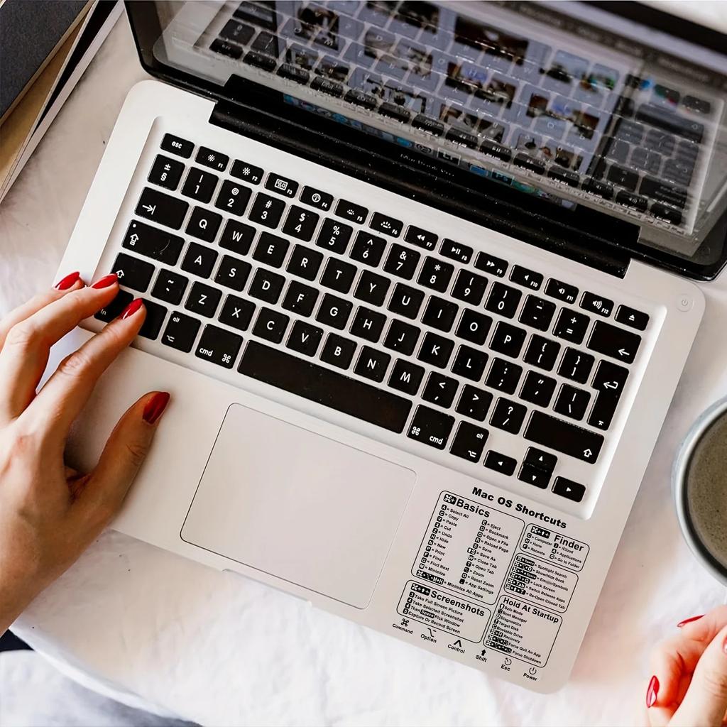 1pc Shortcut Stickers for MacBook Pro/Air Keyboard - Clear, Fits 13-16" Models, Quick Navigation & Application Control