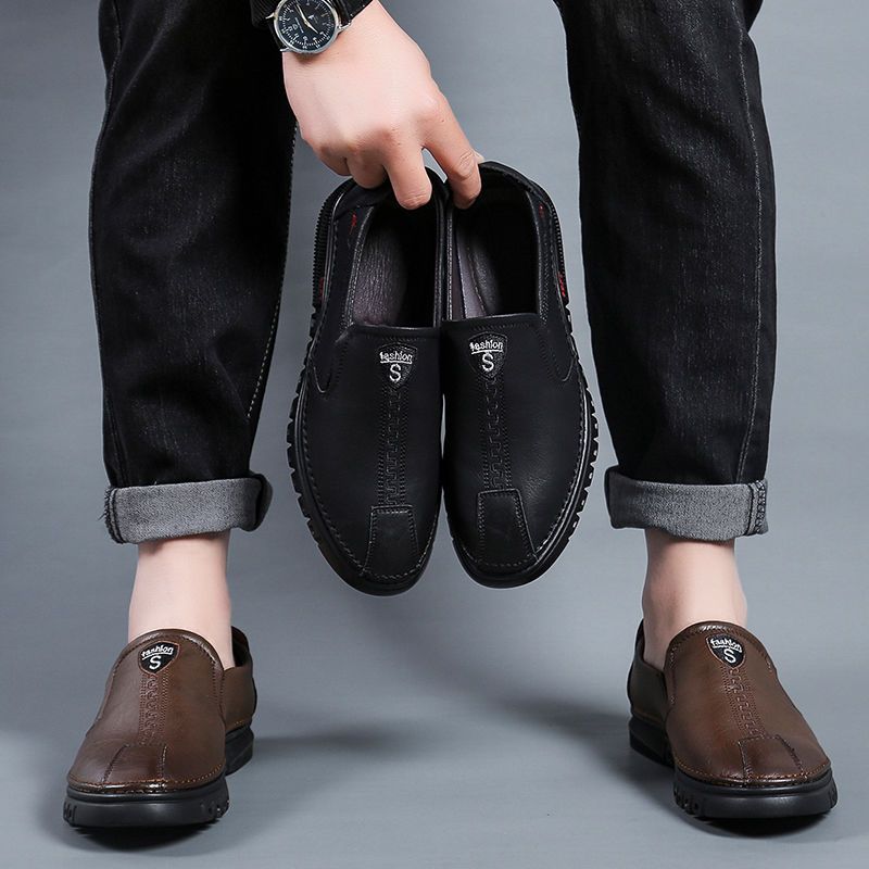 Весенне-осенняя мужская обувь на мягкой подошве. Мужская повседневная кожаная обувь — фото 8