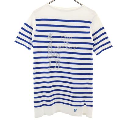 SOULEIADO Exclusive Made In France Border Pattern Short Sleeve Boat Neck Basque Shirt Women Used