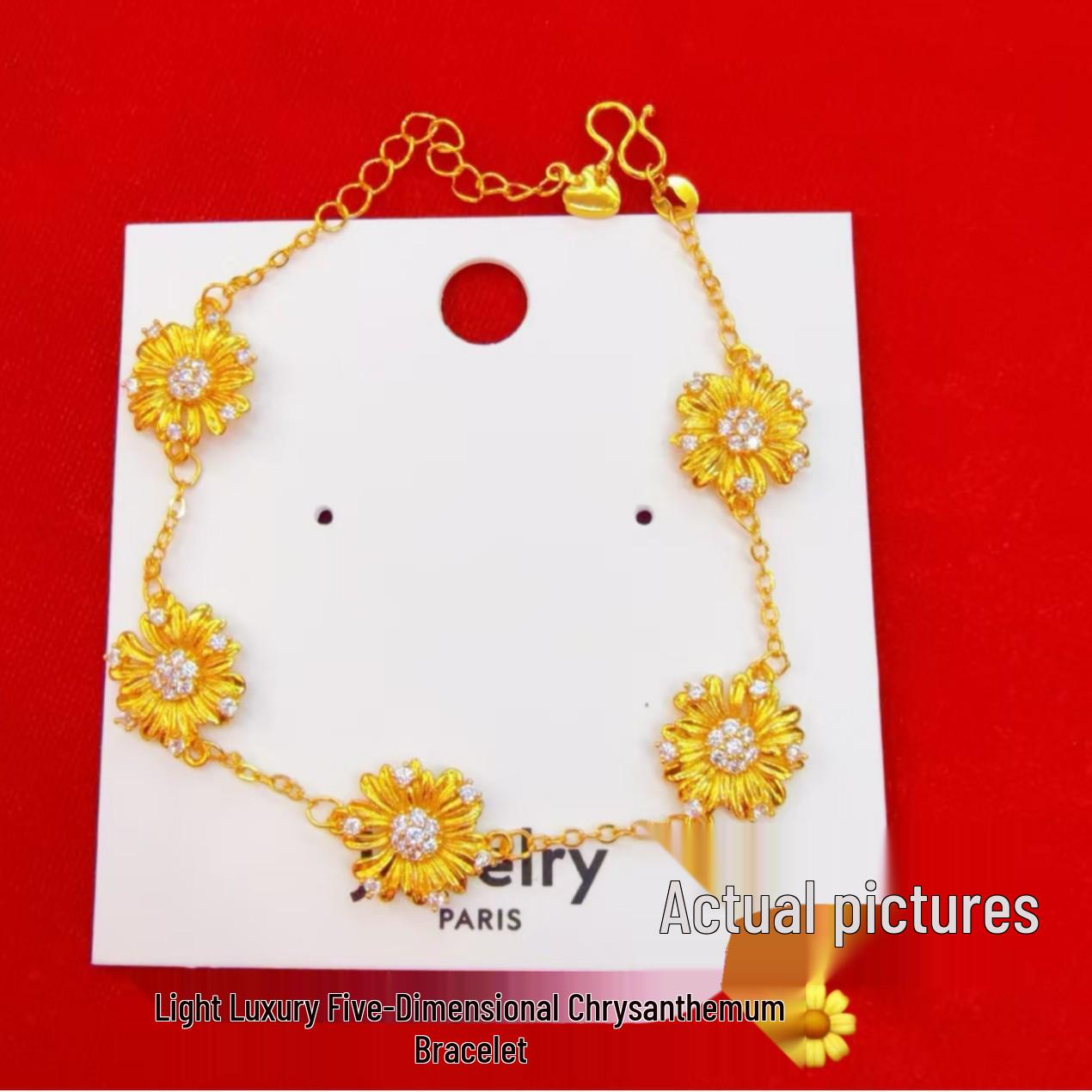 

Vietnam Sa Gold Five Daisy Women s Luxury Bracelet - Elegant Temperament Hand Ornament