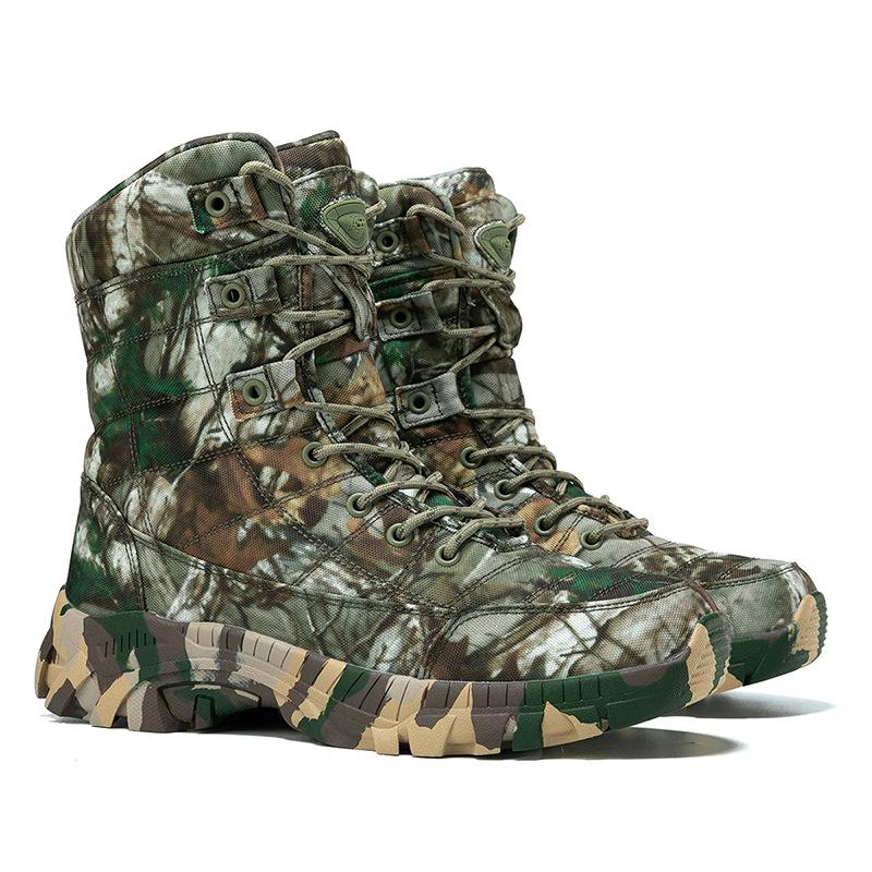 Fashion Men's Wide Width Canvas Combat Boots Camouflage Hiking High Top Tactical Shoes Non-Slip Waterproof Outdoor Training Boots