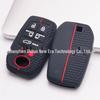 Red Honeycomb Silicone Protective Case for Toyota Sienna Highlander Six-Button Smart Key (Anti-Slip)