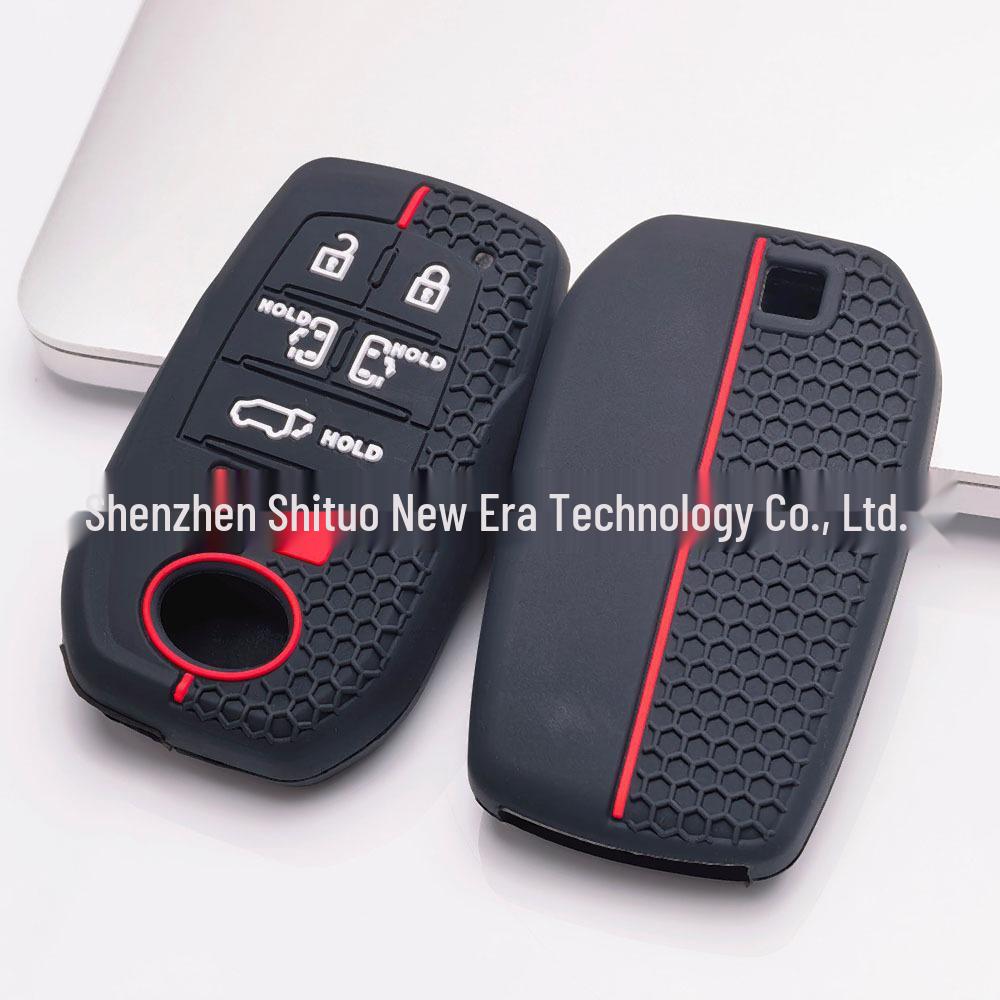 Red Honeycomb Silicone Protective Case for Toyota Sienna Highlander Six-Button Smart Key (Anti-Slip)