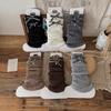 Boots Cotton Girls Socks Cover Retro Plaid Bow Stacking Socks Lolita Wool Knitted Warm Calf Leg Cover