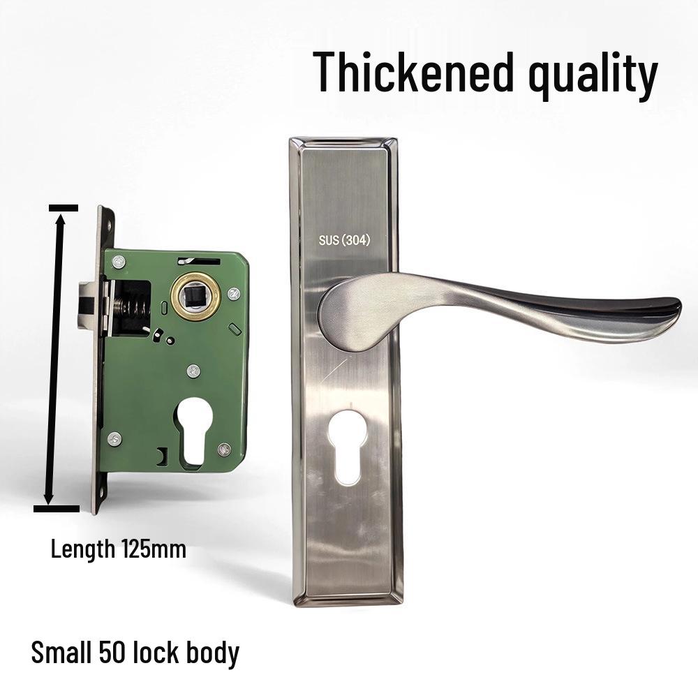 Stainless Steel Silent Door Handle with Lock for Indoor Wooden Bedroom Doors