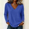 Damen Langarm Lockerer V-Ausschnitt Lässiger Pullover Top Leichter Weicher Dehnbarer Stoff Bequeme Alltagskleidung