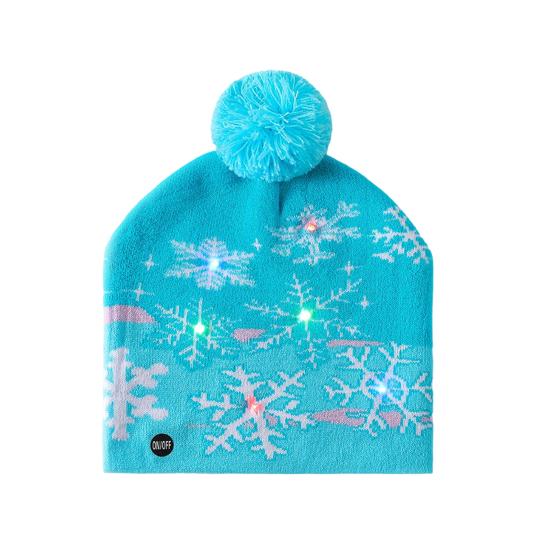 Knitting Hat With Led Lights Santa Claus Deer Christmas Tree