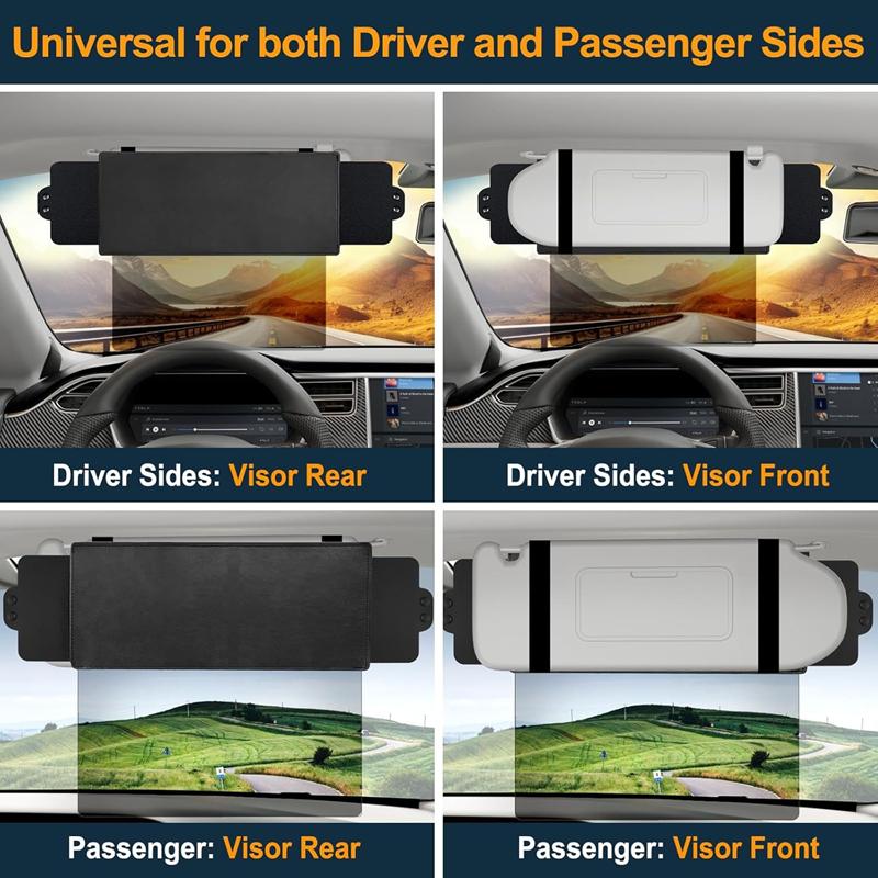 Car Sun Visor Extender, Polarized Anti Glare Sun Blocker Visor Extension Attachment HD Vision Day Night Safe Driving Auto SUV