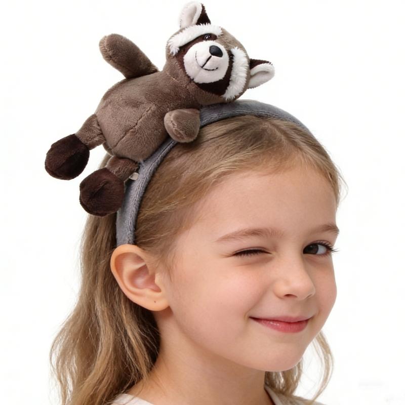 Children's Cartoon Raccoon Hair Hoop Comfortable Stretchy Hairband Stylish Headdress Daily Wear Play Costume