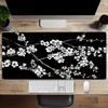 pc Large Floral Mouse Pad  NonSlip Rubber Base Durable Stitched Edges Black with White Cherry Blossom Design