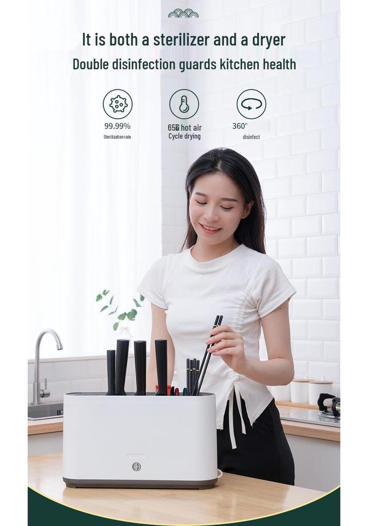 Purple Light Knife & Kitchen Tool Sterilizer Rack with Drying & Disinfection